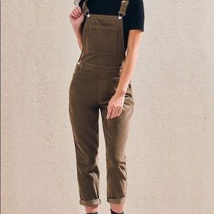 Khaki corduroy overalls